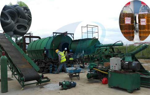 Waste tyre recycling disposal pyrolysis plant running video in Panama