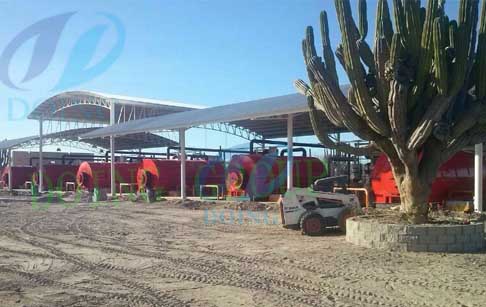 Mexico 10 set waste tyre pyrolysis plant was processing waste tyre working video
