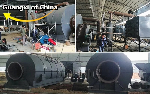 Two sets of 12TPD waste tire pyrolysis plant were installed in Guangxi, China