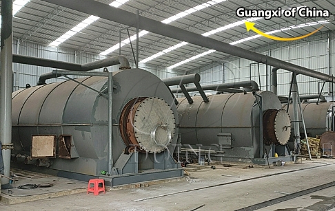 4 sets of 12TPD waste tire pyrolysis plant installed in Guangxi, China!