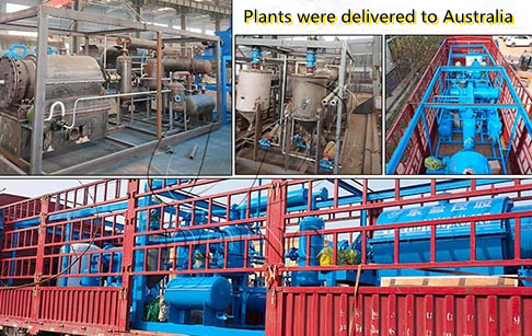 Small scale 100kg/d waste plastic pyrolysis plant and crude oil distillation plant were delivered to Australia