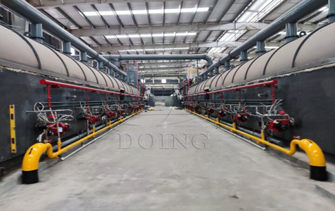 The latest design fully continuous waste tire recycling machine running video