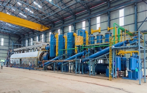 Fully automatic continuous waste tire to oil plant