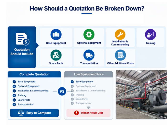 Pyrolysis equipment quotation cost breakdown