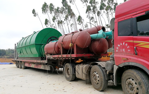 Waste tyres recycling pyrolysis machine delivered to Zhoukou, China