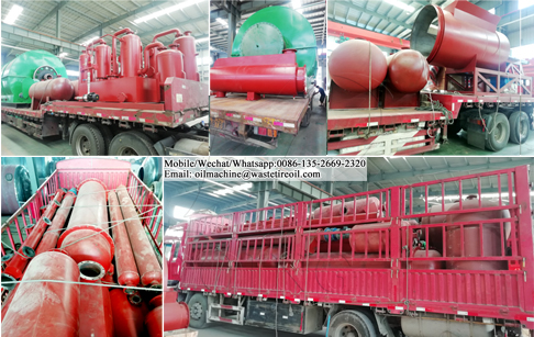 2 sets of 12TPD waste tyre oil extraction machine loading and delivery to Guangdong, China