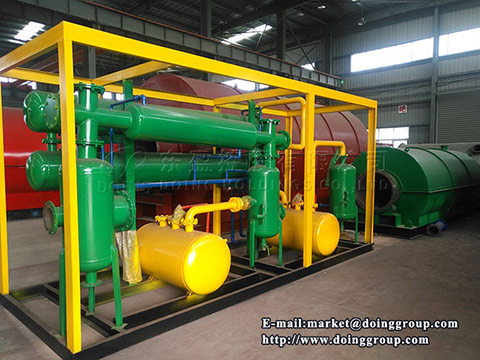 Skid-mounted waste tire plastic pyrolysis plant