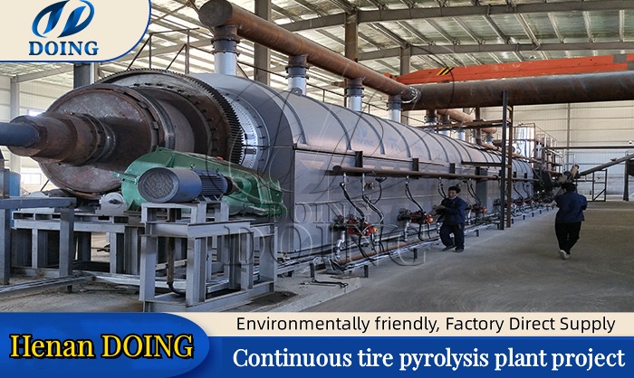 continuous tire rubber powder pyrolysis plant