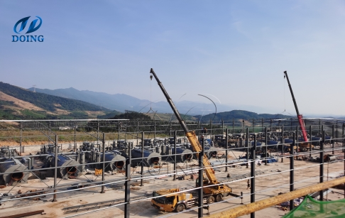 12 sets of 12tpd waste tire pyrolysis plants installed in China video