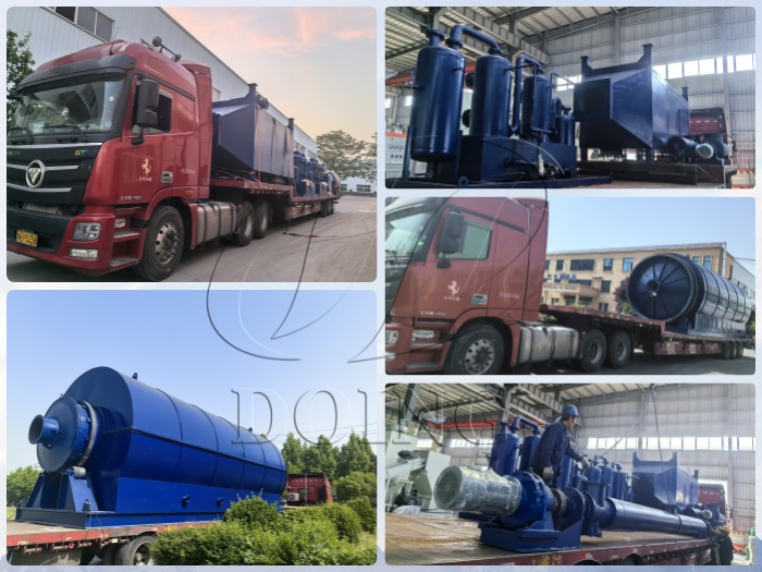 Shipping pictures of semi-continuous pyrolysis machinea