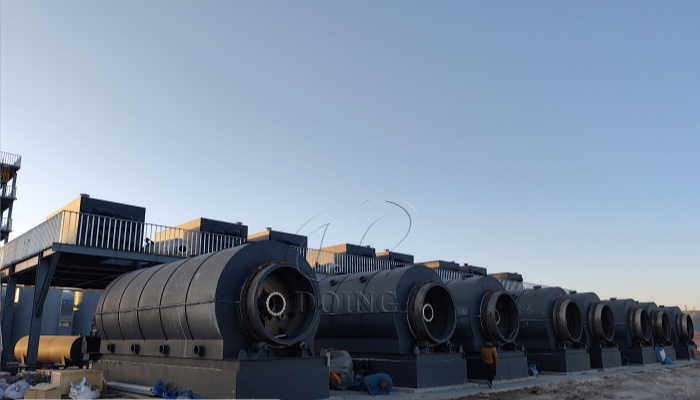 DOING batch type oil sludge pyrolysis machine installed in China