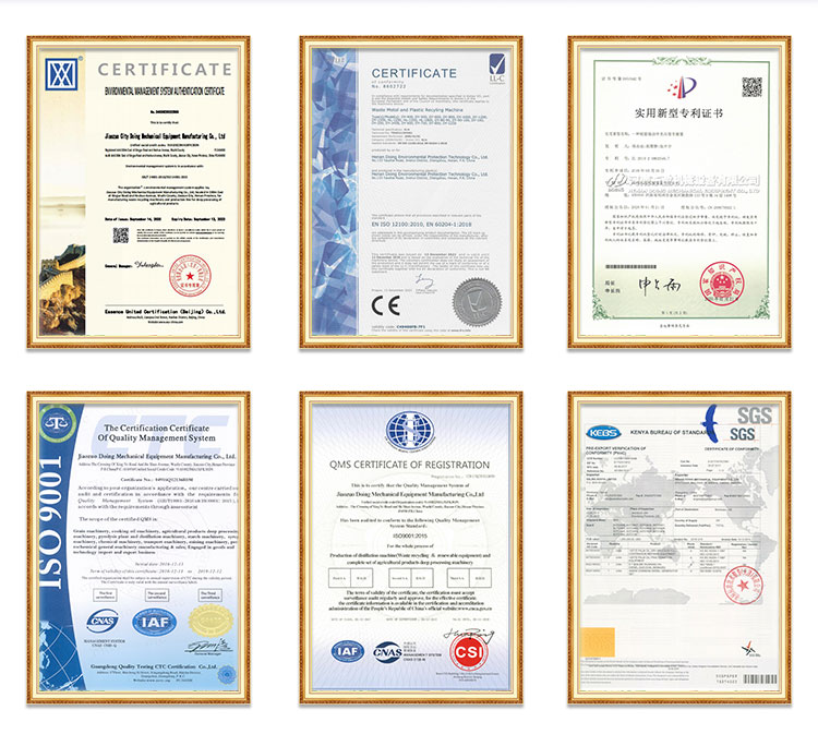 pyrolysis equipment certificate